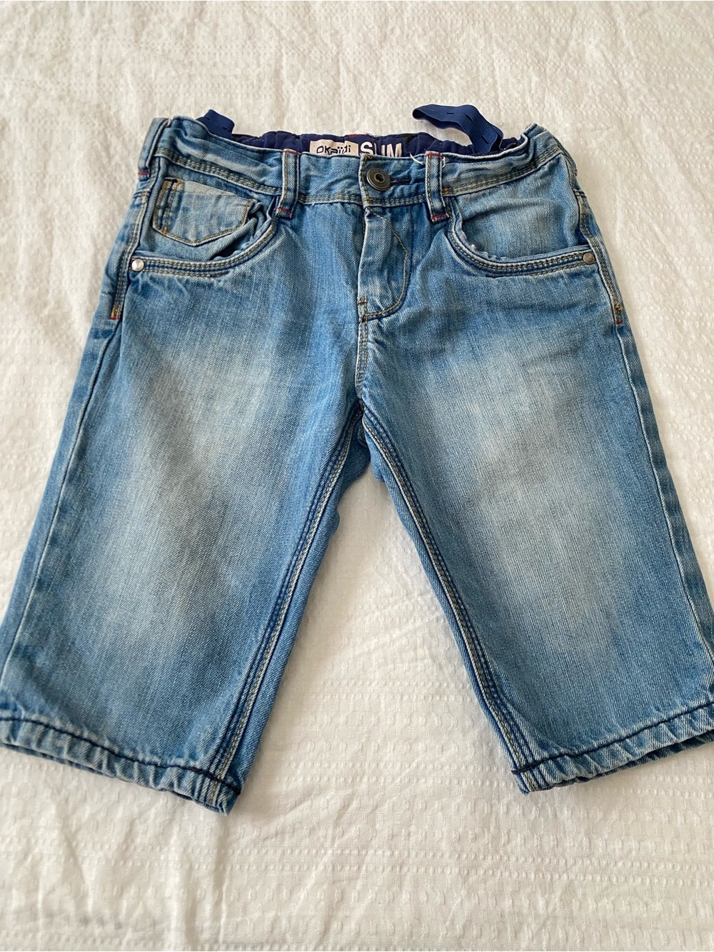 Slim Light Wash Denim Shorts for Kids - Adjustable Waist